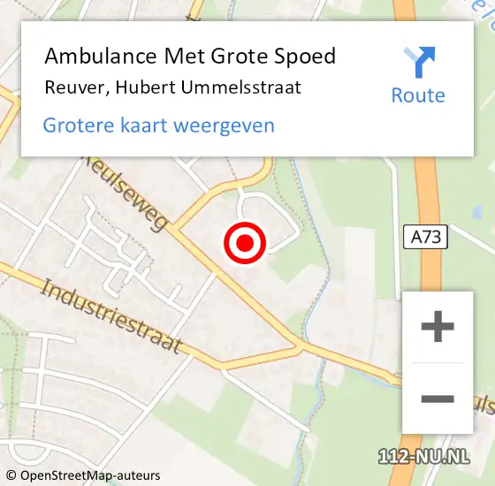 Locatie op kaart van de 112 melding: Ambulance Met Grote Spoed Naar Reuver, Hubert Ummelsstraat op 11 september 2014 03:56