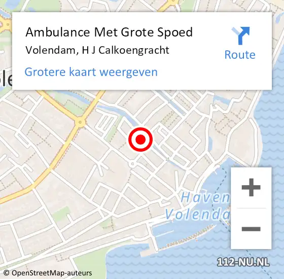 Locatie op kaart van de 112 melding: Ambulance Met Grote Spoed Naar Volendam, H J Calkoengracht op 9 oktober 2023 15:47