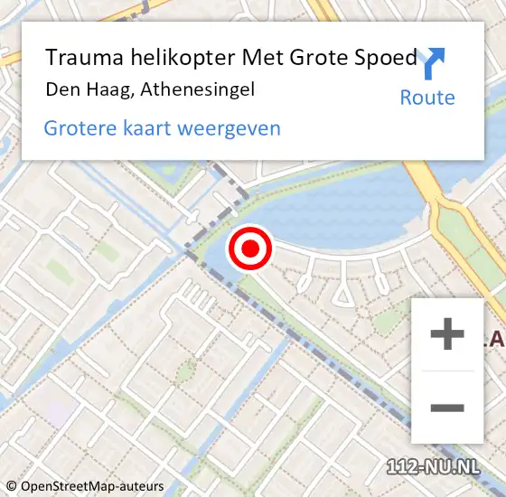 Locatie op kaart van de 112 melding: Trauma helikopter Met Grote Spoed Naar Den Haag, Athenesingel op 9 oktober 2023 15:54