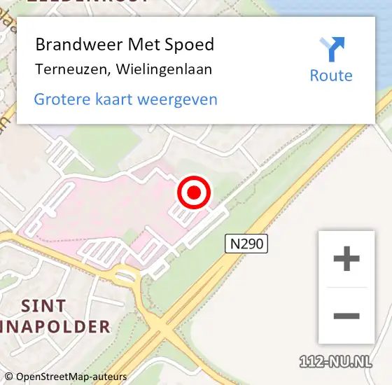 Locatie op kaart van de 112 melding: Brandweer Met Spoed Naar Terneuzen, Wielingenlaan op 9 oktober 2023 16:02