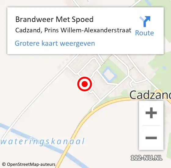 Locatie op kaart van de 112 melding: Brandweer Met Spoed Naar Cadzand, Prins Willem-Alexanderstraat op 9 oktober 2023 16:13