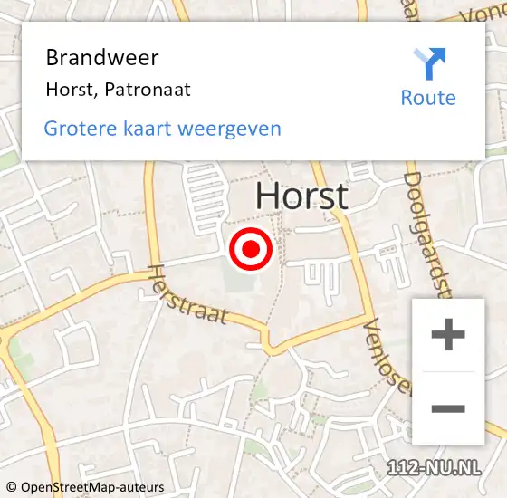 Locatie op kaart van de 112 melding: Brandweer Horst, Patronaat op 11 september 2014 04:32