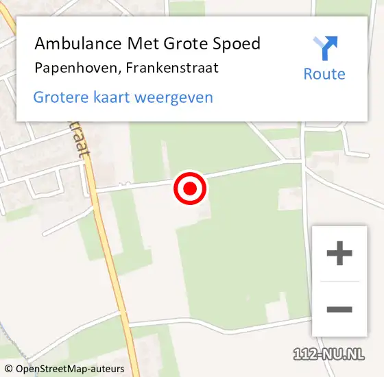 Locatie op kaart van de 112 melding: Ambulance Met Grote Spoed Naar Papenhoven, Frankenstraat op 9 oktober 2023 16:28