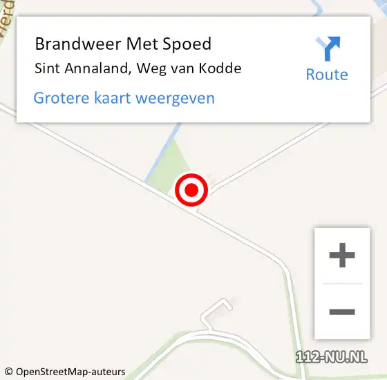 Locatie op kaart van de 112 melding: Brandweer Met Spoed Naar Sint Annaland, Weg van Kodde op 9 oktober 2023 16:38