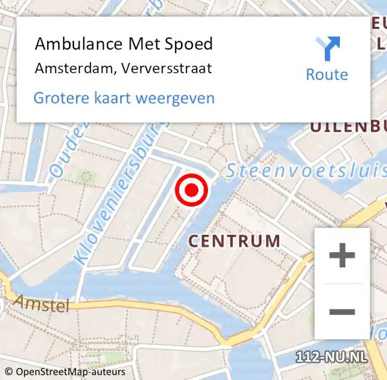 Locatie op kaart van de 112 melding: Ambulance Met Spoed Naar Amsterdam, Verversstraat op 9 oktober 2023 16:52