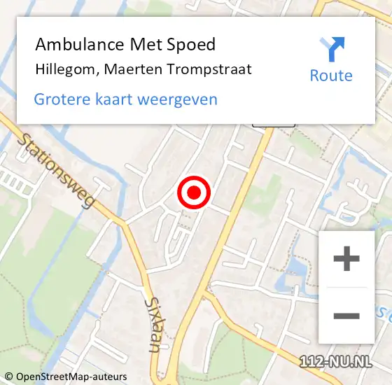 Locatie op kaart van de 112 melding: Ambulance Met Spoed Naar Hillegom, Maerten Trompstraat op 9 oktober 2023 17:21