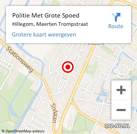 Locatie op kaart van de 112 melding: Politie Met Grote Spoed Naar Hillegom, Maerten Trompstraat op 9 oktober 2023 17:21