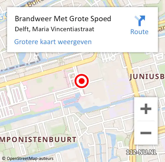 Locatie op kaart van de 112 melding: Brandweer Met Grote Spoed Naar Delft, Maria Vincentiastraat op 9 oktober 2023 17:24