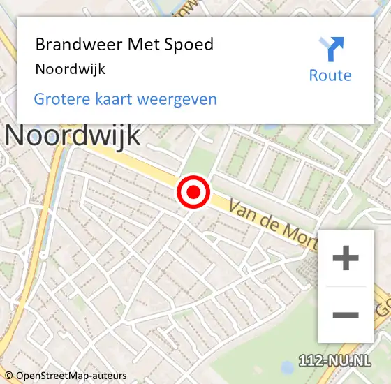 Locatie op kaart van de 112 melding: Brandweer Met Spoed Naar Noordwijk op 9 oktober 2023 17:24