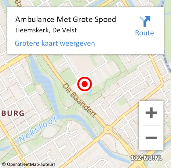 Locatie op kaart van de 112 melding: Ambulance Met Grote Spoed Naar Heemskerk, De Velst op 9 oktober 2023 17:41