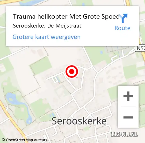Locatie op kaart van de 112 melding: Trauma helikopter Met Grote Spoed Naar Serooskerke, De Meijstraat op 9 oktober 2023 17:45