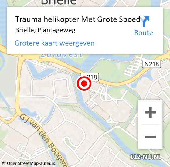Locatie op kaart van de 112 melding: Trauma helikopter Met Grote Spoed Naar Brielle, Plantageweg op 9 oktober 2023 17:57