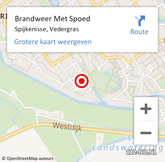 Locatie op kaart van de 112 melding: Brandweer Met Spoed Naar Spijkenisse, Vedergras op 9 oktober 2023 18:07