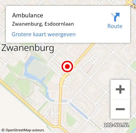 Locatie op kaart van de 112 melding: Ambulance Zwanenburg, Esdoornlaan op 9 oktober 2023 19:29