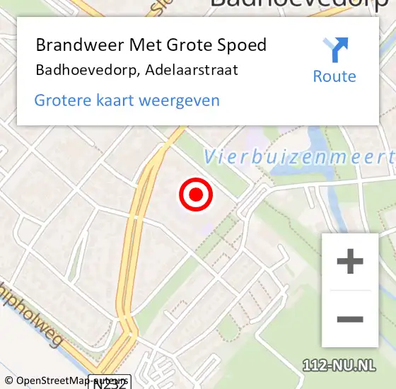 Locatie op kaart van de 112 melding: Brandweer Met Grote Spoed Naar Badhoevedorp, Adelaarstraat op 9 oktober 2023 20:01