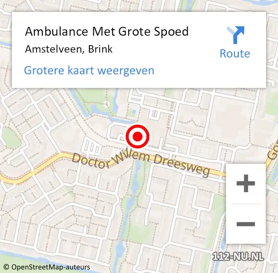 Locatie op kaart van de 112 melding: Ambulance Met Grote Spoed Naar Amstelveen, Brink op 9 oktober 2023 20:04