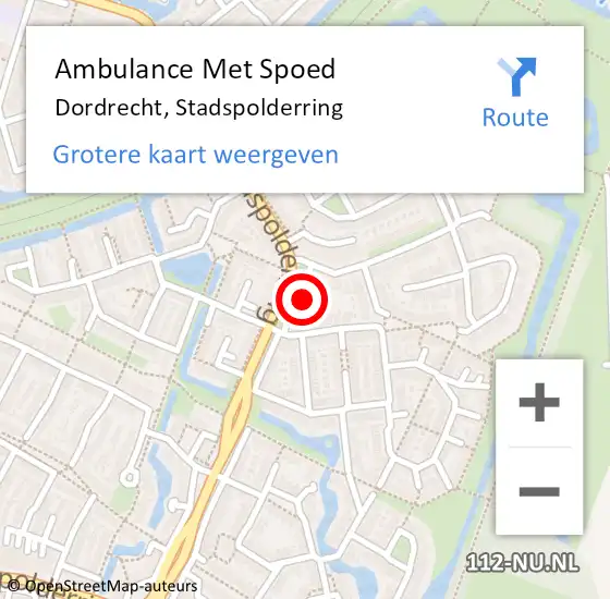 Locatie op kaart van de 112 melding: Ambulance Met Spoed Naar Dordrecht, Stadspolderring op 9 oktober 2023 20:05