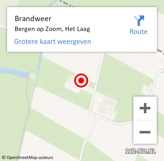 Locatie op kaart van de 112 melding: Brandweer Bergen op Zoom, Het Laag op 9 oktober 2023 20:41