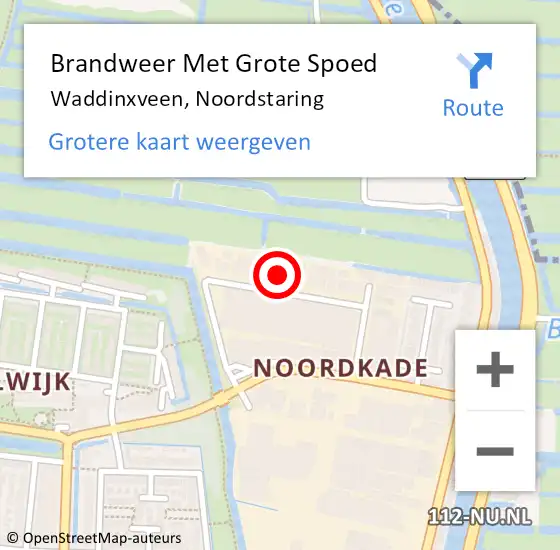 Locatie op kaart van de 112 melding: Brandweer Met Grote Spoed Naar Waddinxveen, Noordstaring op 9 oktober 2023 20:47