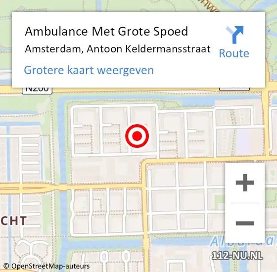 Locatie op kaart van de 112 melding: Ambulance Met Grote Spoed Naar Amsterdam, Antoon Keldermansstraat op 9 oktober 2023 20:53