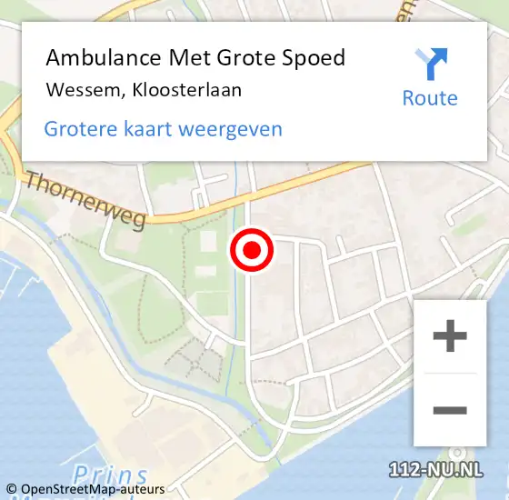 Locatie op kaart van de 112 melding: Ambulance Met Grote Spoed Naar Wessem, Kloosterlaan op 11 september 2014 06:34