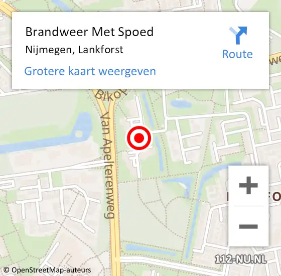 Locatie op kaart van de 112 melding: Brandweer Met Spoed Naar Nijmegen, Lankforst op 9 oktober 2023 21:11
