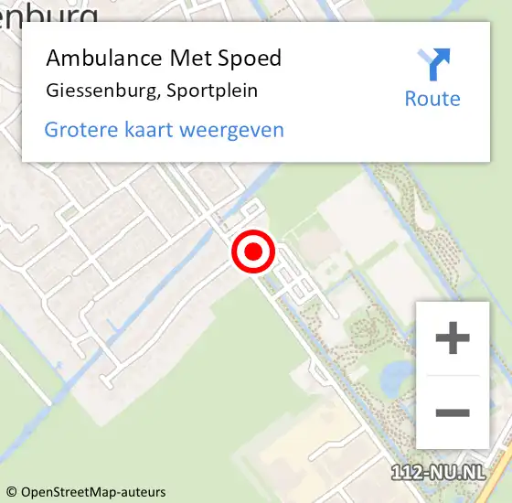 Locatie op kaart van de 112 melding: Ambulance Met Spoed Naar Giessenburg, Sportplein op 9 oktober 2023 21:14