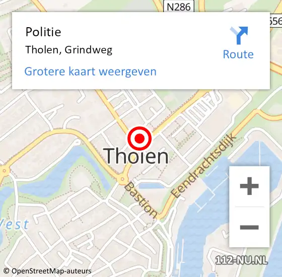 Locatie op kaart van de 112 melding: Politie Tholen, Grindweg op 9 oktober 2023 21:42