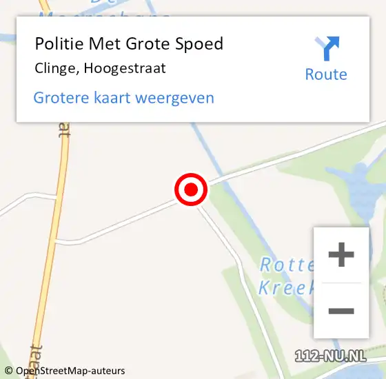 Locatie op kaart van de 112 melding: Politie Met Grote Spoed Naar Clinge, Hoogestraat op 9 oktober 2023 21:43