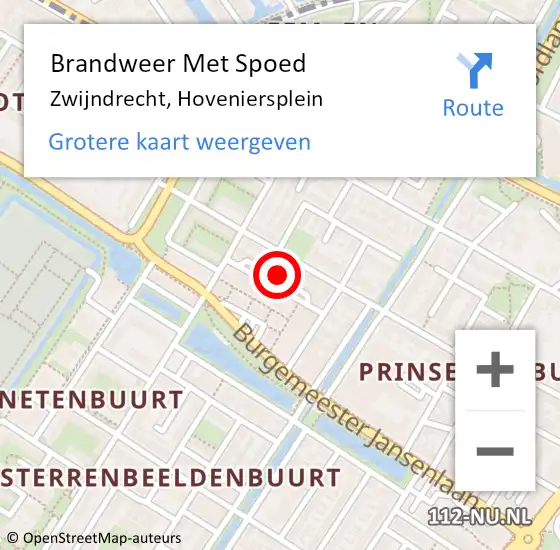 Locatie op kaart van de 112 melding: Brandweer Met Spoed Naar Zwijndrecht, Hoveniersplein op 9 oktober 2023 21:48