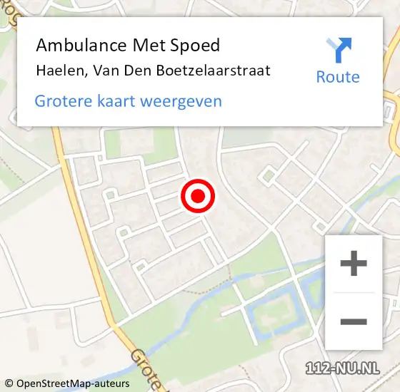 Locatie op kaart van de 112 melding: Ambulance Met Spoed Naar Haelen, Van Den Boetzelaarstraat op 9 oktober 2023 22:55