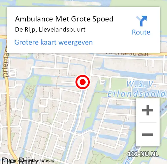 Locatie op kaart van de 112 melding: Ambulance Met Grote Spoed Naar De Rijp, Lievelandsbuurt op 9 oktober 2023 23:29