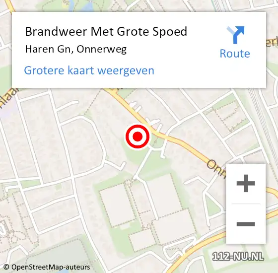 Locatie op kaart van de 112 melding: Brandweer Met Grote Spoed Naar Haren Gn, Onnerweg op 9 oktober 2023 23:32