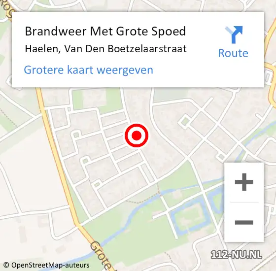 Locatie op kaart van de 112 melding: Brandweer Met Grote Spoed Naar Haelen, Van Den Boetzelaarstraat op 9 oktober 2023 23:37