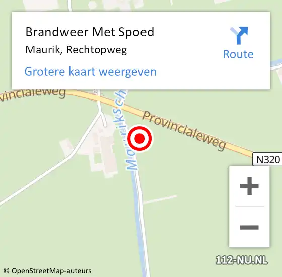 Locatie op kaart van de 112 melding: Brandweer Met Spoed Naar Maurik, Rechtopweg op 9 oktober 2023 23:41