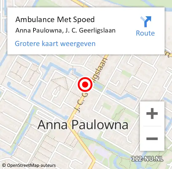 Locatie op kaart van de 112 melding: Ambulance Met Spoed Naar Anna Paulowna, J. C. Geerligslaan op 10 oktober 2023 01:50