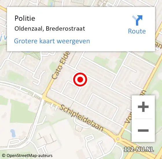 Locatie op kaart van de 112 melding: Politie Oldenzaal, Brederostraat op 10 oktober 2023 01:58