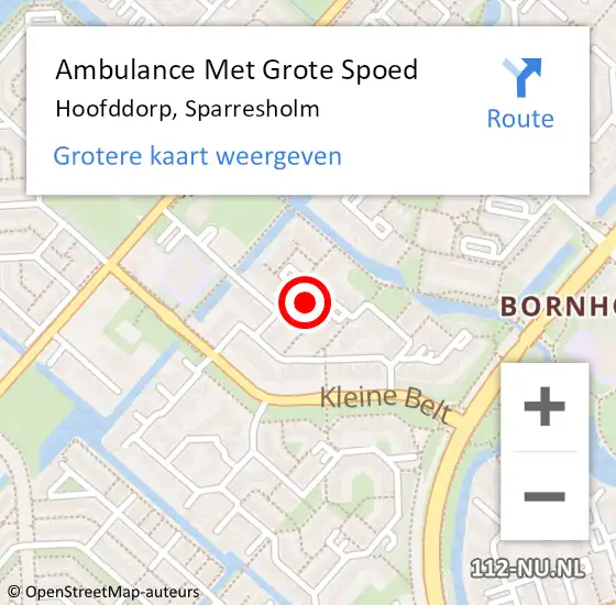 Locatie op kaart van de 112 melding: Ambulance Met Grote Spoed Naar Hoofddorp, Sparresholm op 10 oktober 2023 03:04