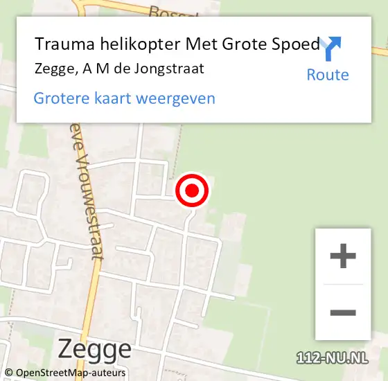 Locatie op kaart van de 112 melding: Trauma helikopter Met Grote Spoed Naar Zegge, A M de Jongstraat op 10 oktober 2023 03:05