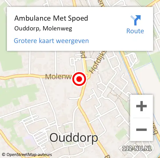 Locatie op kaart van de 112 melding: Ambulance Met Spoed Naar Ouddorp, Molenweg op 10 oktober 2023 03:43