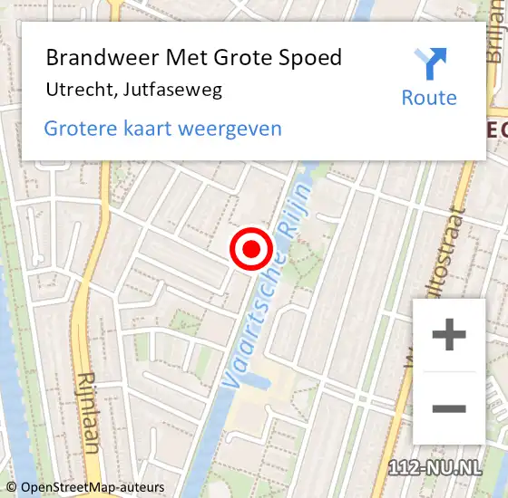 Locatie op kaart van de 112 melding: Brandweer Met Grote Spoed Naar Utrecht, Jutfaseweg op 10 oktober 2023 03:57