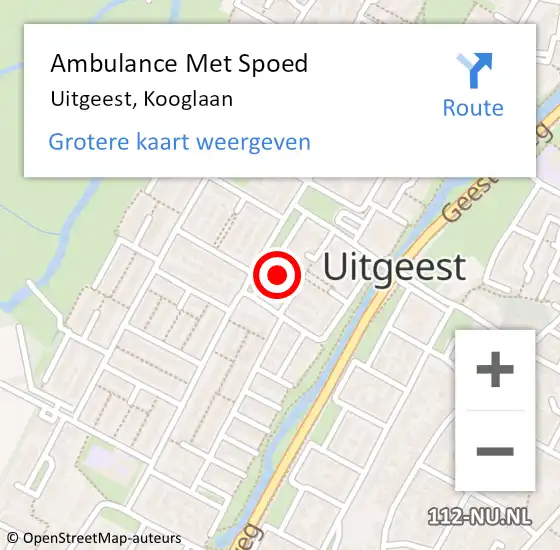 Locatie op kaart van de 112 melding: Ambulance Met Spoed Naar Uitgeest, Kooglaan op 10 oktober 2023 05:52