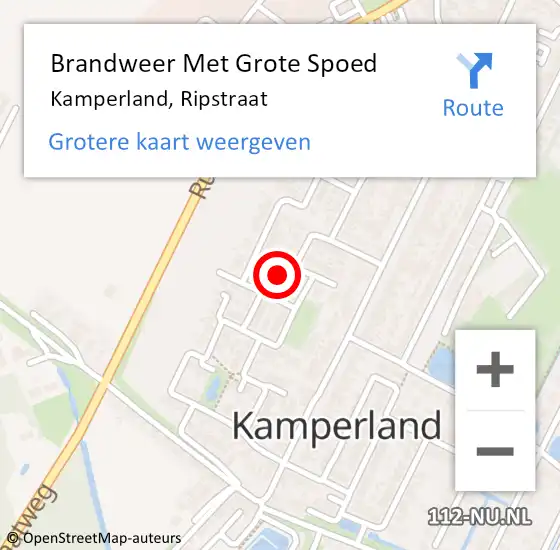 Locatie op kaart van de 112 melding: Brandweer Met Grote Spoed Naar Kamperland, Ripstraat op 10 oktober 2023 06:35