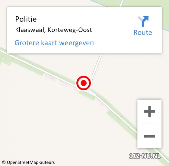 Locatie op kaart van de 112 melding: Politie Klaaswaal, Korteweg-Oost op 10 oktober 2023 07:07