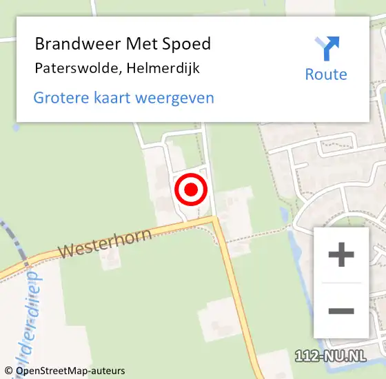 Locatie op kaart van de 112 melding: Brandweer Met Spoed Naar Paterswolde, Helmerdijk op 10 oktober 2023 07:09