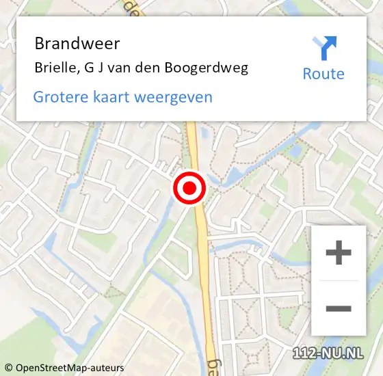 Locatie op kaart van de 112 melding: Brandweer Brielle, G J van den Boogerdweg op 10 oktober 2023 07:31