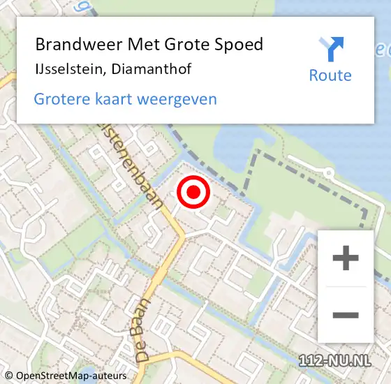 Locatie op kaart van de 112 melding: Brandweer Met Grote Spoed Naar IJsselstein, Diamanthof op 10 oktober 2023 07:35