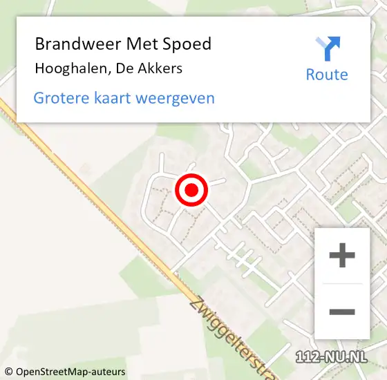 Locatie op kaart van de 112 melding: Brandweer Met Spoed Naar Hooghalen, De Akkers op 10 oktober 2023 07:35