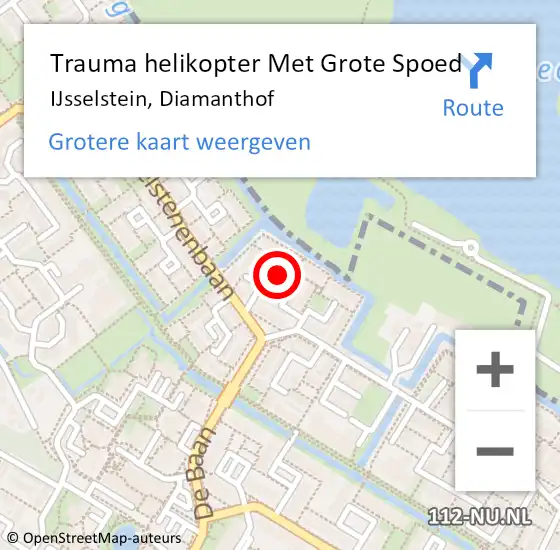 Locatie op kaart van de 112 melding: Trauma helikopter Met Grote Spoed Naar IJsselstein, Diamanthof op 10 oktober 2023 07:49