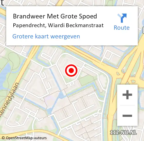 Locatie op kaart van de 112 melding: Brandweer Met Grote Spoed Naar Papendrecht, Wiardi Beckmanstraat op 10 oktober 2023 08:31